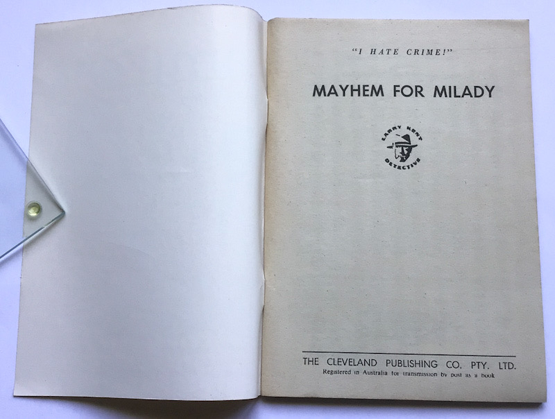 Larry Kent Mayhem For Milady Australian Detective paperback book No677